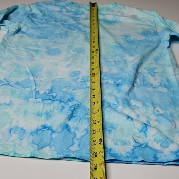 NEW S LIGHT BLUE & MINT GREEN TIE DYE LONG SLEEVE GILDAN TSHIRT NWT - Picture 3 of 6